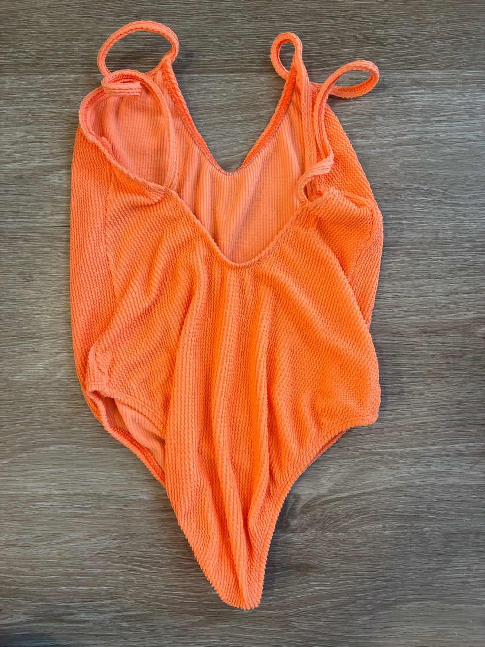 Bright Orange Textured One-Piece Swimsuit - Picture 2 of 3